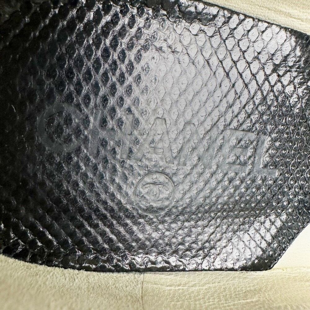 CHANEL Beige Black Cap Toe Leather CC Logo Ballet Flats Size 38.5 Mary Jane Bow - Picture 8 of 16